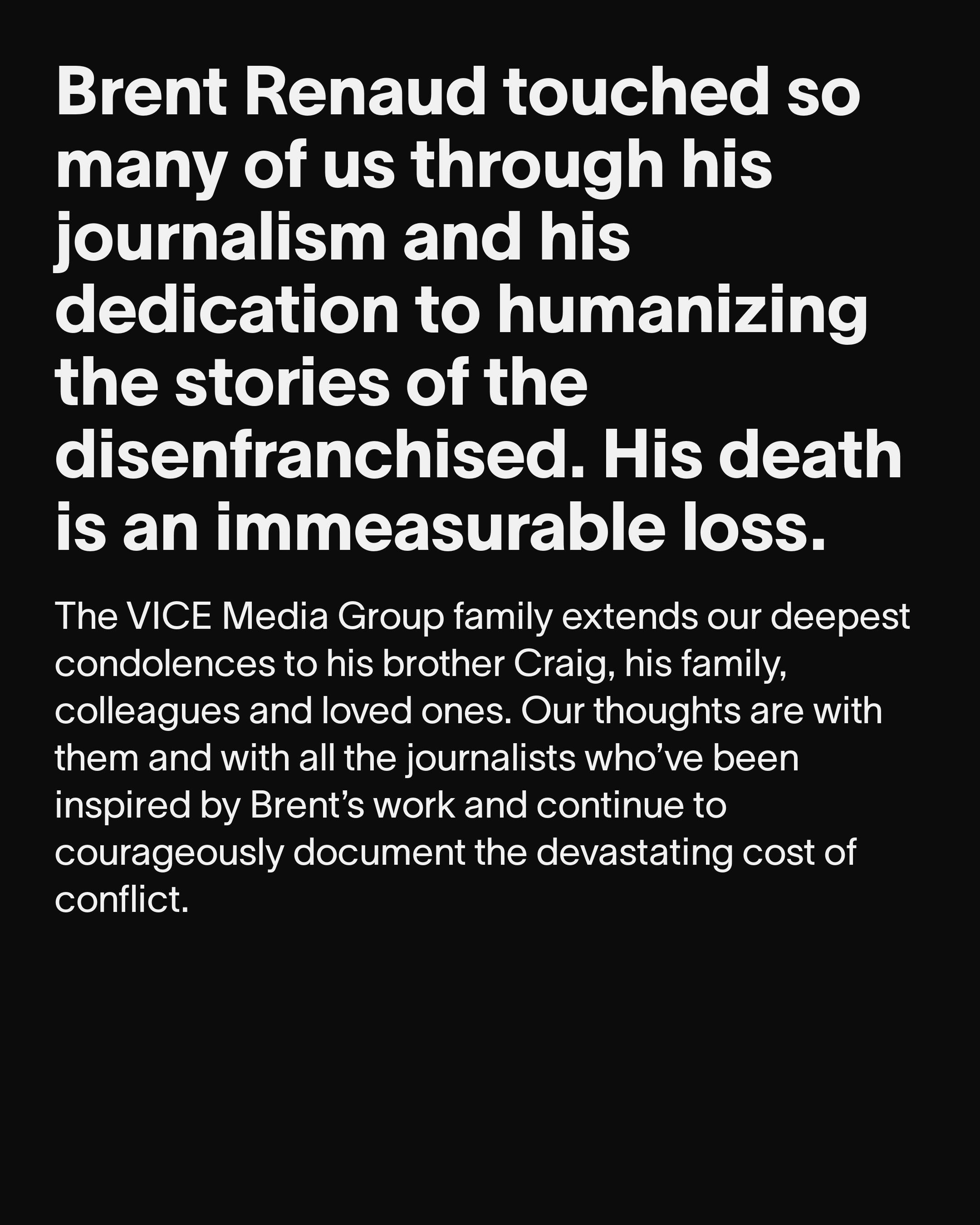 Vice News statement from @VICENews on Twitter